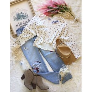 NWTUrban Outfitters Tea Rose Thermal Henley Crop